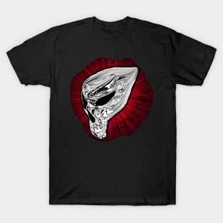 MONSTER , white and black on a red background with text T-Shirt